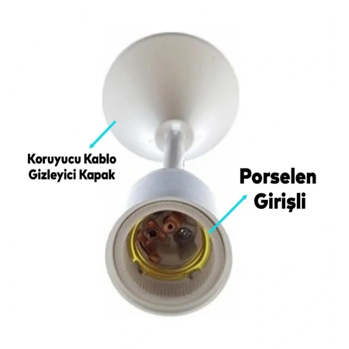 GENEL E-27 Porselen Duylu Askı Tij Duy Takımı