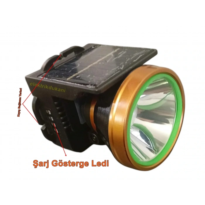 GOLD SILVER Solar Panelli Güneş Enerjili 60 Watt TYP-C Şarjlı Kafa Lambası IP20
