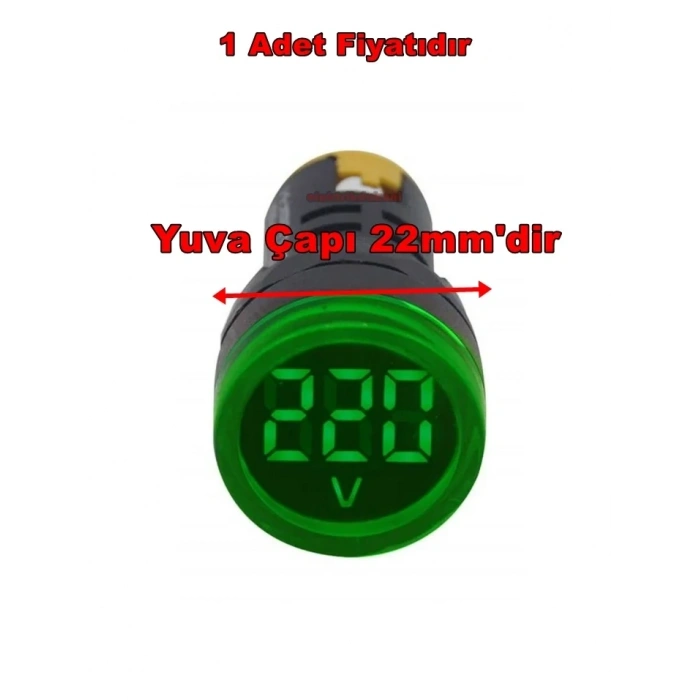 GWEST 24v-550v Voltmetreli YEŞİL Sinyal Lambası 220v Göstergeli 22mm