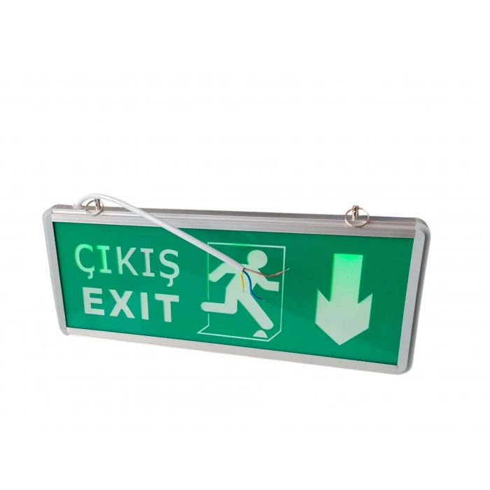 HLİTE Exıt Çıkış Aşağı Ok İşaretli Şarjlı Yönlendirme Armatürü Levhası 3w 220v IP20