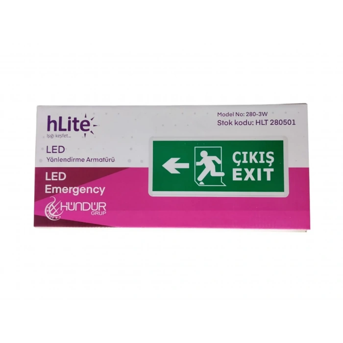 HLİTE Exıt Çıkış Sağa - Sola Ok İşaretli Şarjlı Yönlendirme Armatürü Levhası 3w 220v IP20