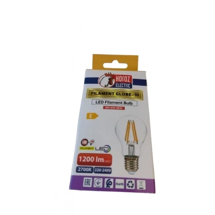 HOROZ Filament Globe-10 GÜNIŞIĞI 10w Rustik Led Ampul E-27 2700k 10 Watt 220 Volt