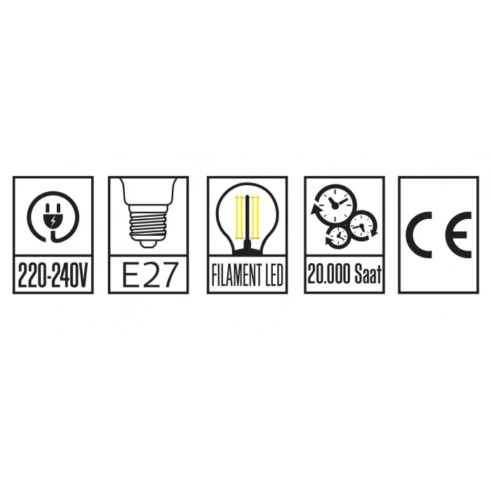 HOROZ Filament Globe-15 BEYAZ 15w Rustik Led Ampul E-27 6400k 15 Watt 220 Volt
