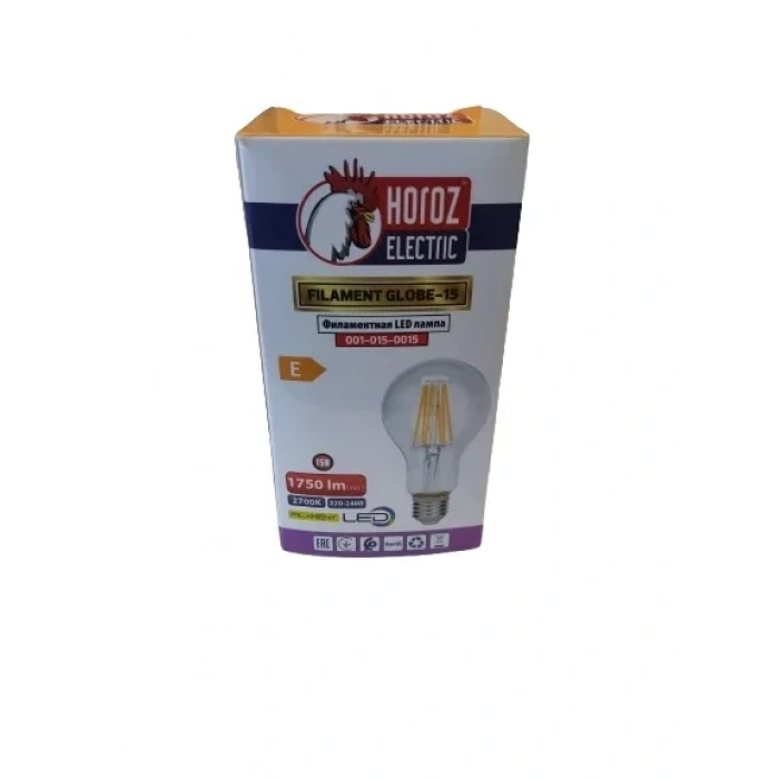 HOROZ Filament Globe-15 GÜNIŞIĞI 15w Rustik Led Ampul E-27 2700k 15 Watt 220 Volt