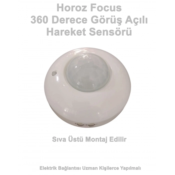 HOROZ Focus 360 Derece Görüş Açılı Sıva Üstü Hareket Sensörü 1000w IP44