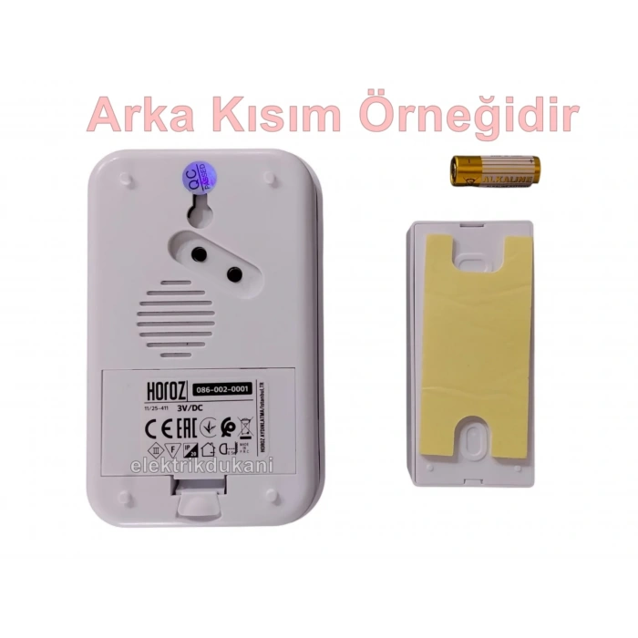 HOROZ Fuji-D BEYAZ Uzaktan Kumandalı Melodili Pilli Kapı Zili 4.5v Dc IP-20 (3xAA Pil Açık Alan 100Mt)