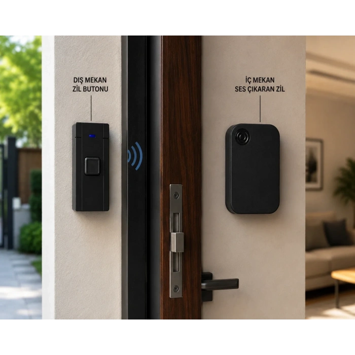 HOROZ Next-D SİYAH Uzaktan Kumandalı Melodili Pilli Kapı Zili 4.5v Dc IP-20 (3xAAA Pil Açık Alan 100Mt)