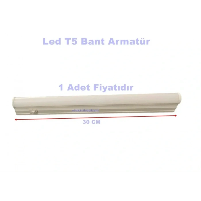 HOROZ Sigma-4 30cm BEYAZ 4w T5 Led Bant Armatür Anahtarlı 6400K IP20