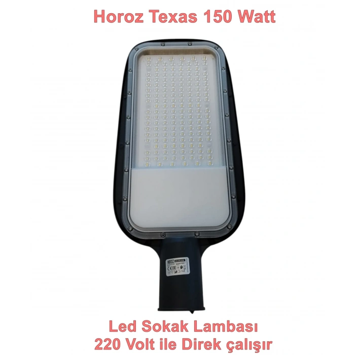 HOROZ Texas-150 150w Ledli Sokak Lambası Armatürü Beyaz Işık 6400k 220 Volt IP65