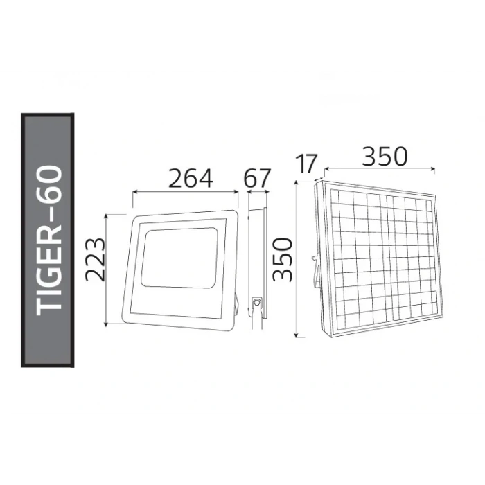 HOROZ Tiger 60W Solar Ledli Projektör 6400K Beyaz Işık