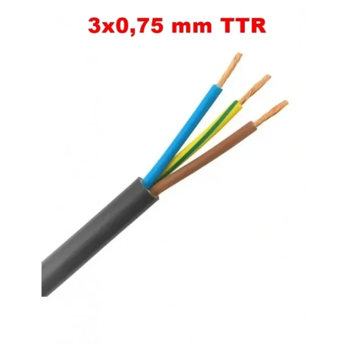 HÜNKA 3x0.75mm TTR Elektrik Kablosu SİYAH (Çok Telli Esnek Kablo)
