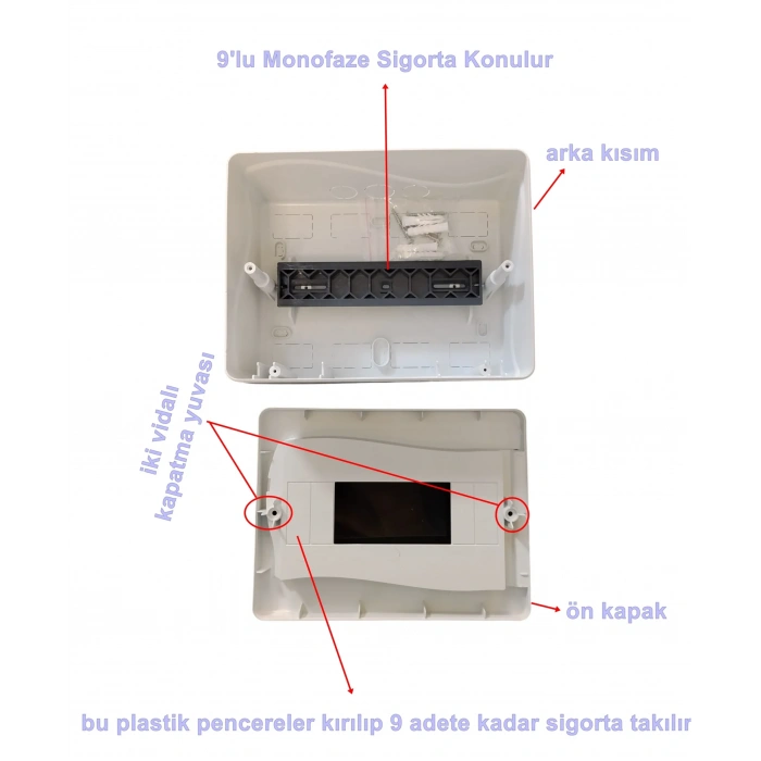 IŞILDAR 9lu Sıva ÜSTÜ Otomat Sigorta Kutusu IP40 Dokuzlu S. Ü.