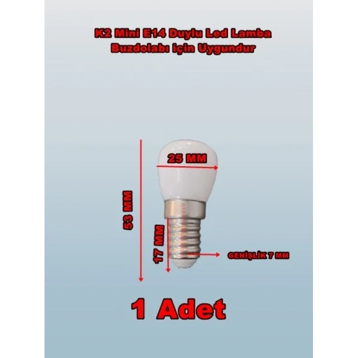 K2 E-14 2W Led Ampul Beyaz 6500k (İnce Duylu Buzdolabı Ampulü)