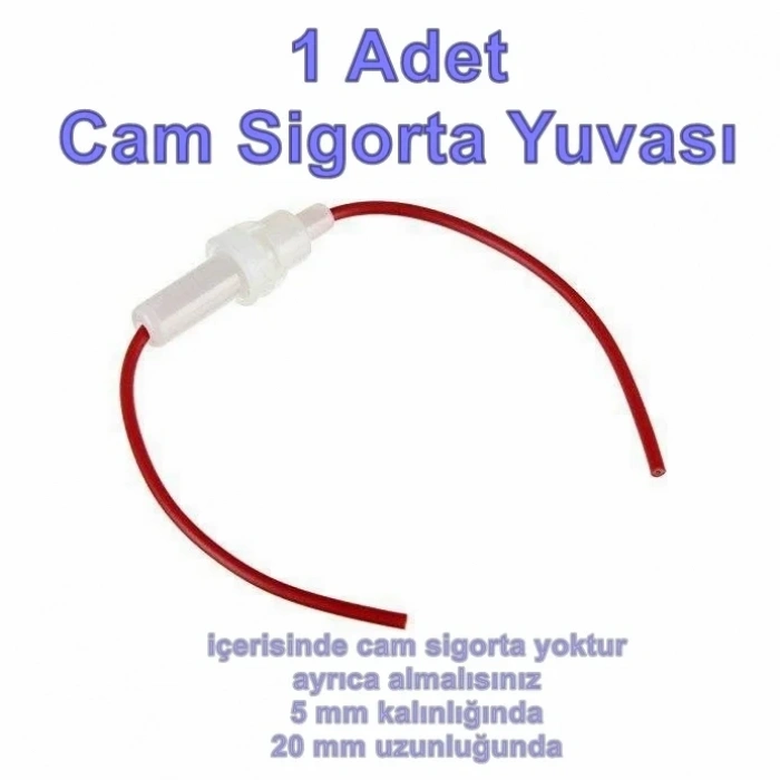 Kablolu Fuse 5x20 Beyaz Cam Sigorta Yuvası