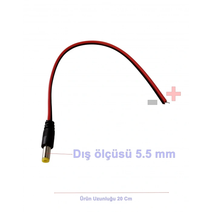 KAMERA Power Güç Kablosu 5.5x2.5mm 20Cm Kablolu