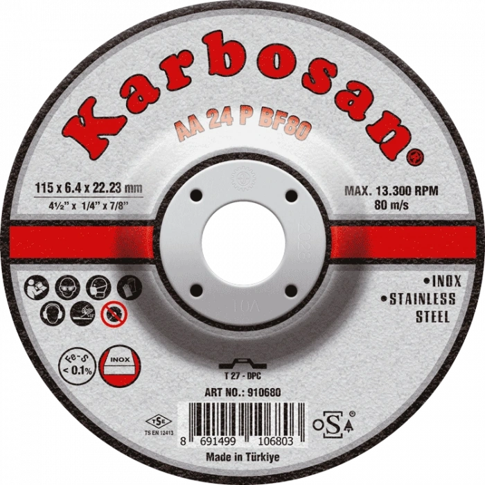 KARBOSAN INOX TAŞLAMA DİSKİ BOMBELİ 115*6,4