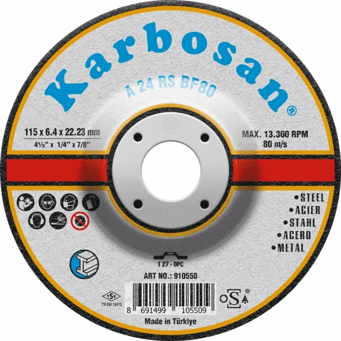 KARBOSAN METAL TAŞLAMA DİSKİ BOMBELİ 180*8,0