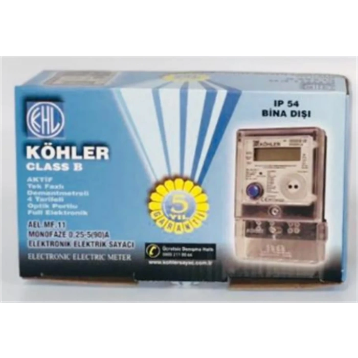 KÖHLER Monofaze Dijital Sayaç 10(80)A Elektrik Saati