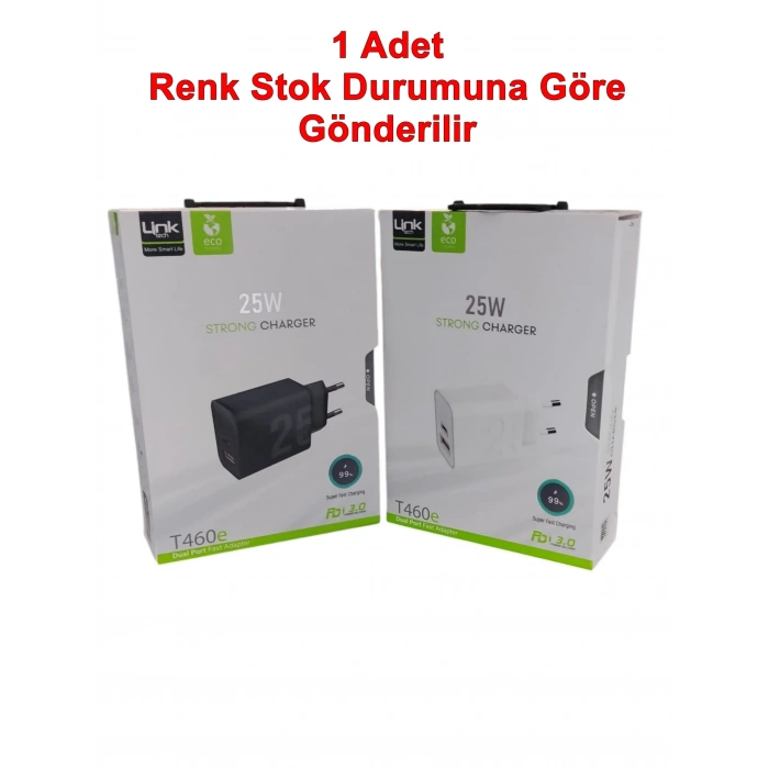 LİNKtech 25W USB + TYPE-C Çıkışlı Süper Turbo Hızlı Şarj Aleti (Yalnızca Adaptör Kablo Hariç Cep Telefon Şarj Aleti)