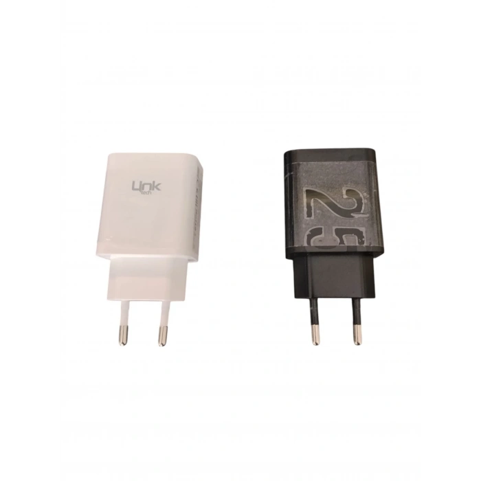 LİNKtech 25W USB + TYPE-C Çıkışlı Süper Turbo Hızlı Şarj Aleti (Yalnızca Adaptör Kablo Hariç Cep Telefon Şarj Aleti)