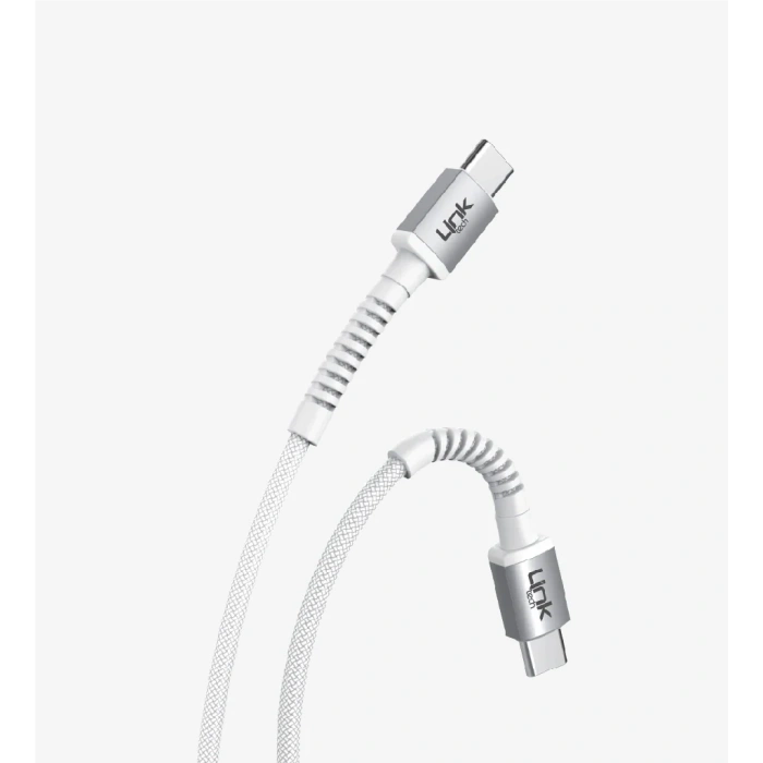 LİNKtech TYPE-C / TYPE-C 1m İp Örgülü Şarj Data Kablosu 60W 3A Siyah/Beyaz (USB-C / USB-C)