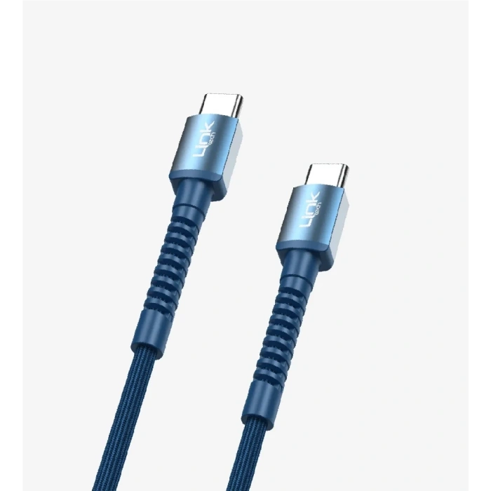 LİNKtech TYPE-C / TYPE-C 1m İp Örgülü Şarj Data Kablosu 60W 3A Siyah/Beyaz (USB-C / USB-C)