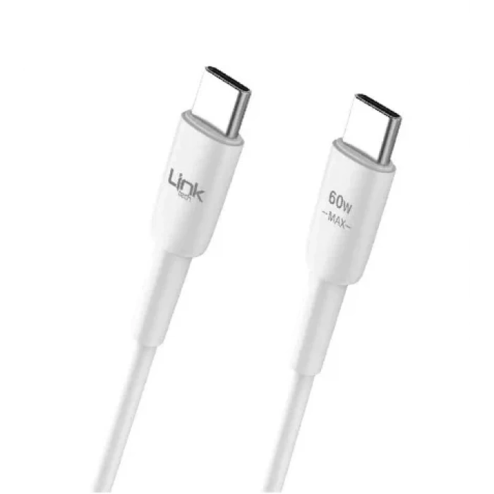 LİNKTECH TYPE-C - TYPE-C - 1M Şarj Data Kablosu 3A 60w Siyah/Beyaz