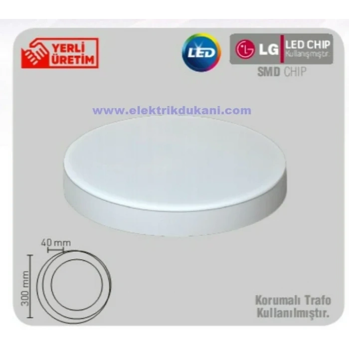 LUSTER 18W S.Ü. DOLUNAY LED ARMATÜR BEYAZ KASA 6500K