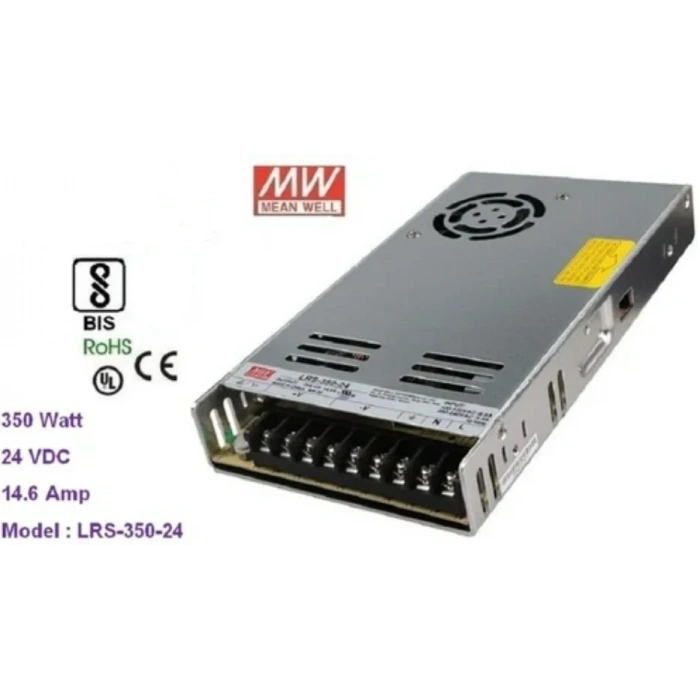 MEANWELL 24V 14,6A ADAPTÖR METAL DELİKLİ KASA FANLI 350W IP20