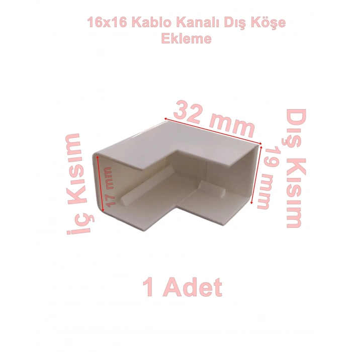 MUTLUSAN 16x16 Kablo Kanalı DIŞ Köşe Plastik Beyaz