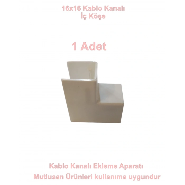 MUTLUSAN 16x16 Kablo Kanalı İÇ Köşe Plastik Beyaz