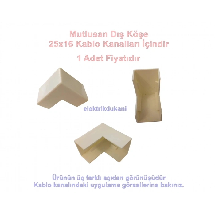 MUTLUSAN 25x16 Kablo Kanalı DIŞ Köşe Plastik Beyaz