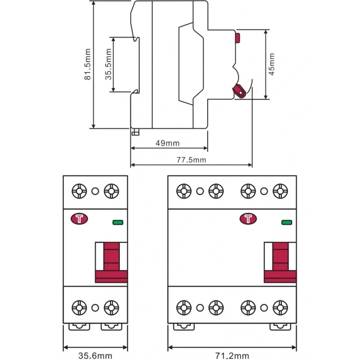 MUTLUSAN 2x40A 30mA AC Tip 1 Faz Monofaze Kaçak Koruma Rolesi