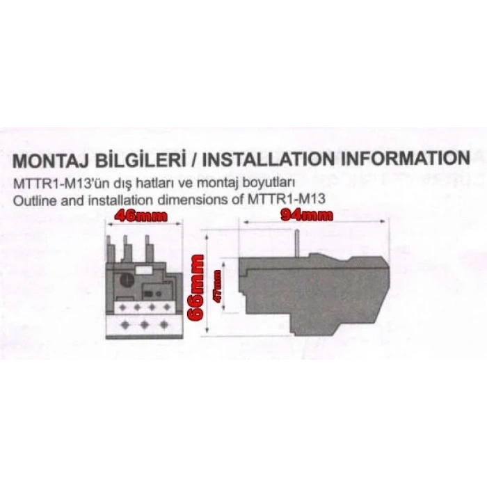 MUTLUSAN 9~13A Termik Röle (13 Amper Motor Koruma Termiği)