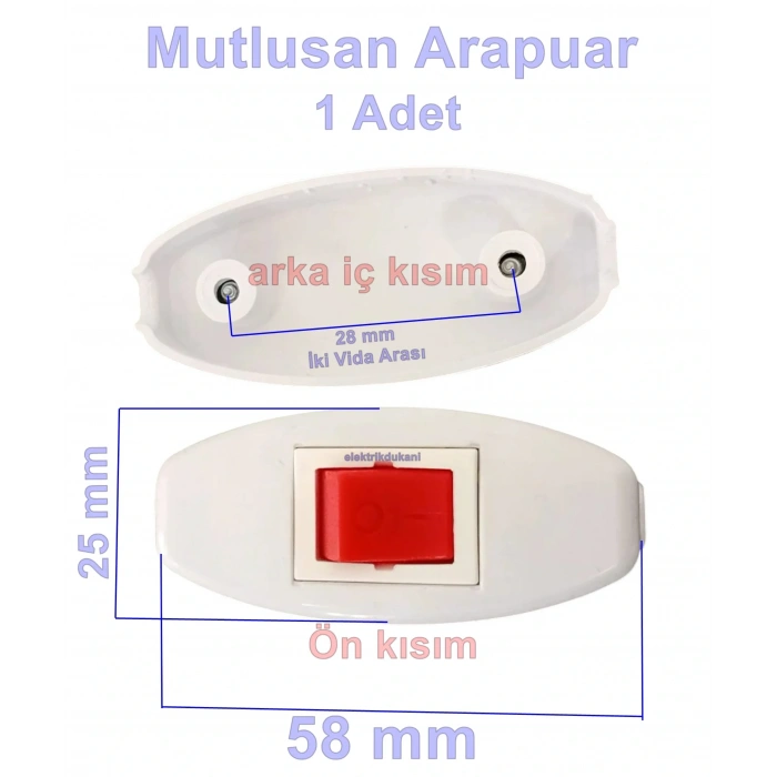 MUTLUSAN Plastik Arapuar Anahtar Kırmızı/Beyaz (Tik Tak Anahtar)