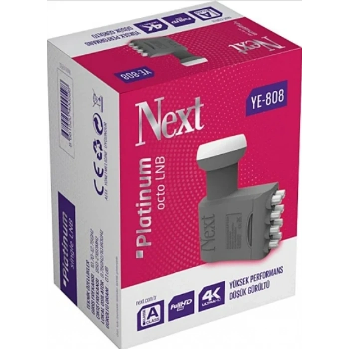 NEXT YE-808 8li Platinum Sekizli LNB 0.1dB Full HD 4K Universal LNBF Kaliteli (Elenbi)