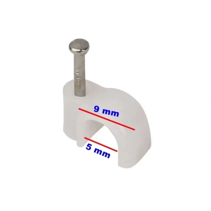 No:2 Beton Çivili Kablo Tutturma Kroşe NO:2 (100 lü Pk.) Beyaz Plastik