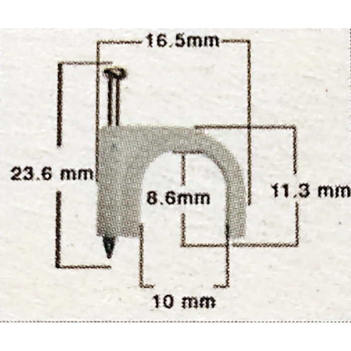No:4 Beton Çivili Kablo Tutturma Kroşe NO:4 (100 lü Pk.) Beyaz Plastik
