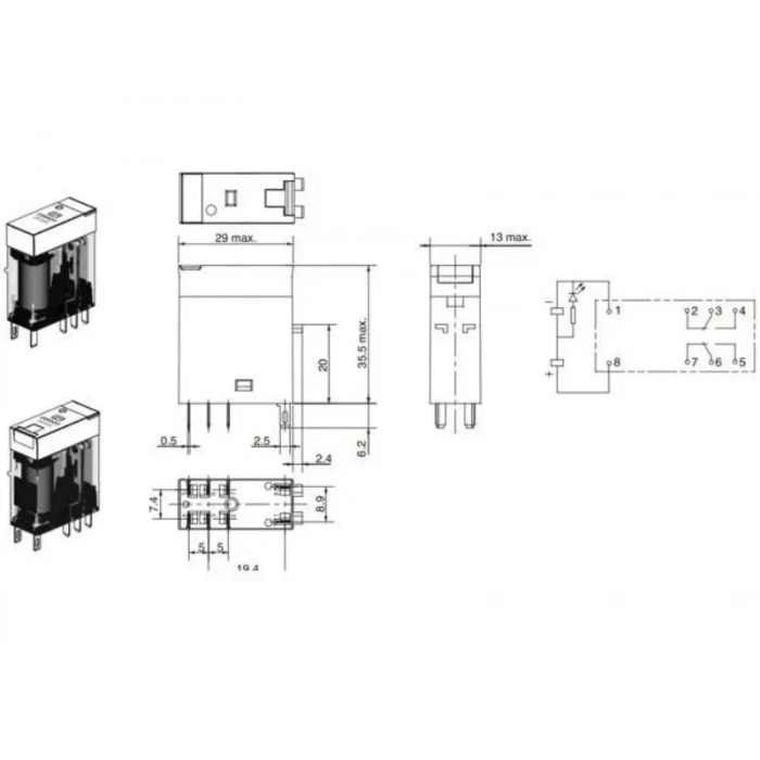 OMRON G2R-2-SN 24v DC 8 Pinli Ledli Röle 2 Açık 2 Kapalı Kontaklı 5 Amper (Bobin 24 Volt Doğru Akım 8 Kalın Soket Ayaklı Role)