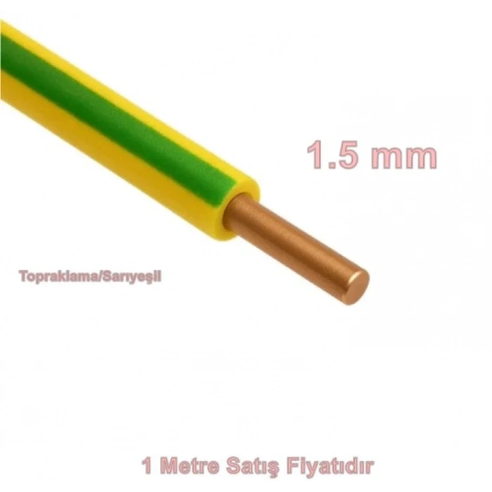 ÖZNUR 1.5mm SARI / YEŞİL NYA Elektrik Tesisat Kablosu (Tek Damar Sarıyeşil)