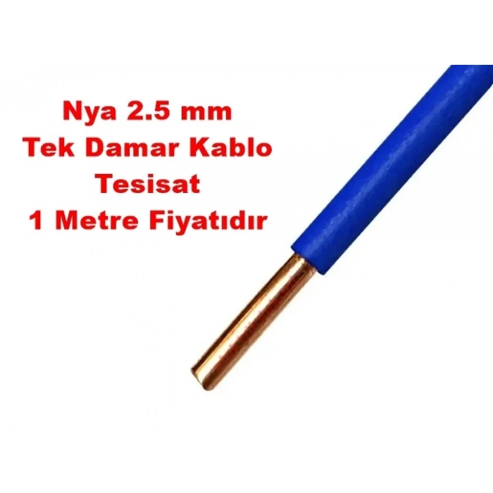 ÖZNUR 2.5mm MAVİ NYA Elektrik Tesisat Kablosu (Tek Damar)