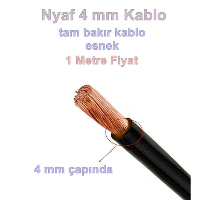 ÖZNUR 4mm NYAF SİYAH Kablo (Esnek Çok Telli Tekli TTR)