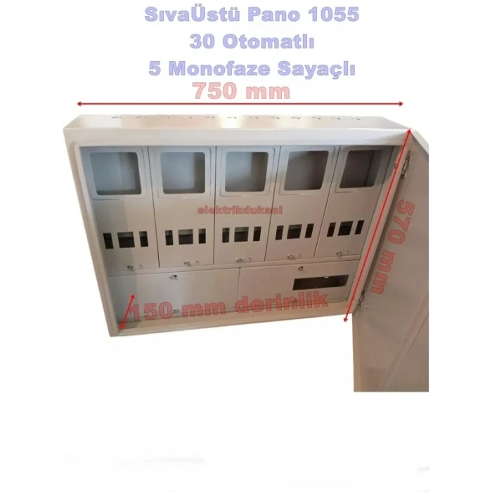 ÖZPA 1055 Sıva Üstü 5 Monofaze Sayaçlı 30 Otomatlı Elektrik Panosu IP40 S. Ü.