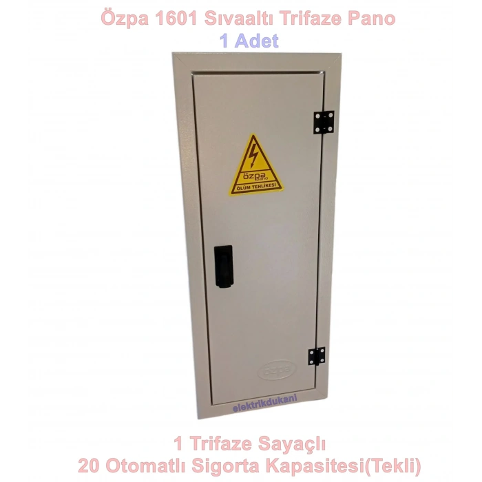 ÖZPA 1601 1 Trifaze Sayaçlı 20 Otomatlı Sıva Altı Pano