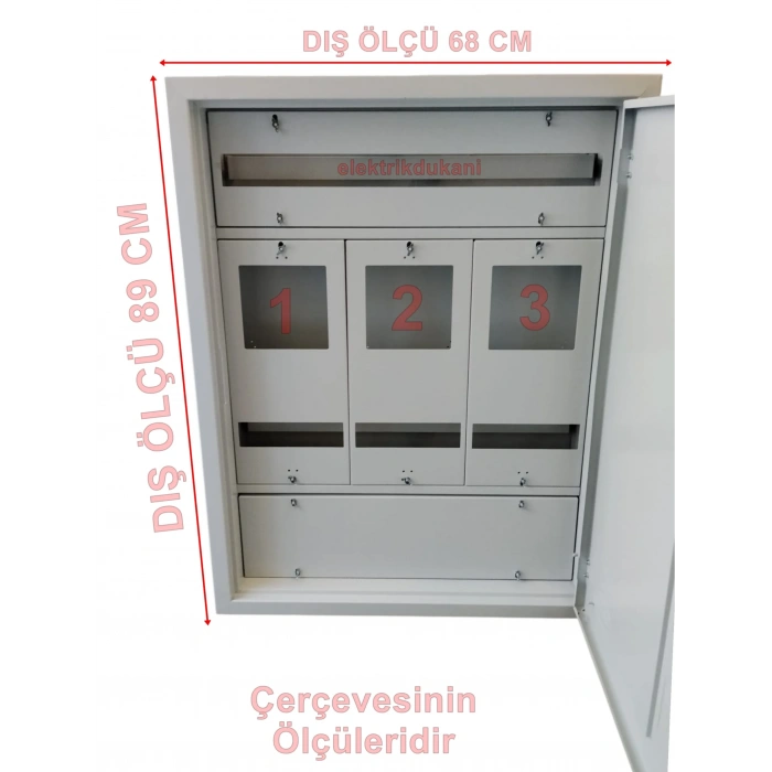 ÖZPA 1703 Sıva Altı 3 Trifaze Sayaçlı 45 Otomatlı Pano IP20 (S. A. Kompak Yerli)