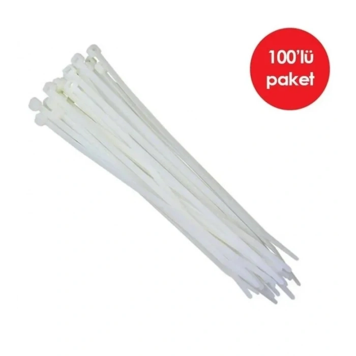 PEMSAN Klips Kablo Bağı 3.6x150 BEYAZ (100lü Paket) Kablo Cırdı