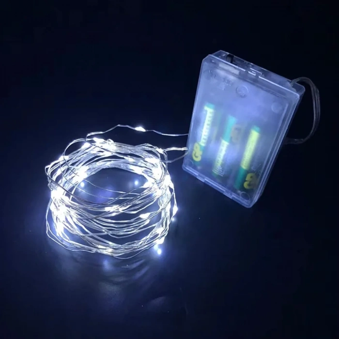 Peri Led BEYAZ Işık 6400k 10mt Pilli Süsleme Ledi (10 Metrelik Piller Hariç )