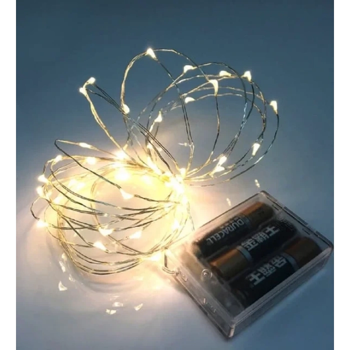 Peri Led SARI Işık 3500k 10mt Pilli Süsleme Ledi (10 Metrelik GÜNIŞIĞI Piller Hariç)