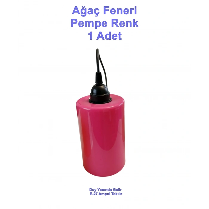 Plastik Ağaç Feneri Tekli Renkli E-27 Duylu 20cm Kablolu