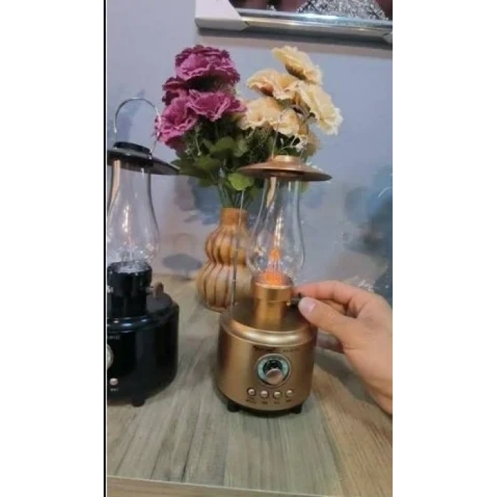 POWERDEX Gaz Lambası Modelli Radyolu Şarjlı Lüküs Dekoratif Lamba 10w Amber Işık